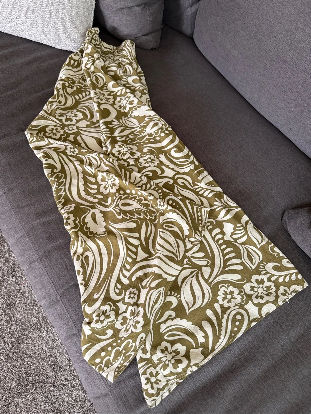 Philosophy Olive Green and White Wide Leg Pants
